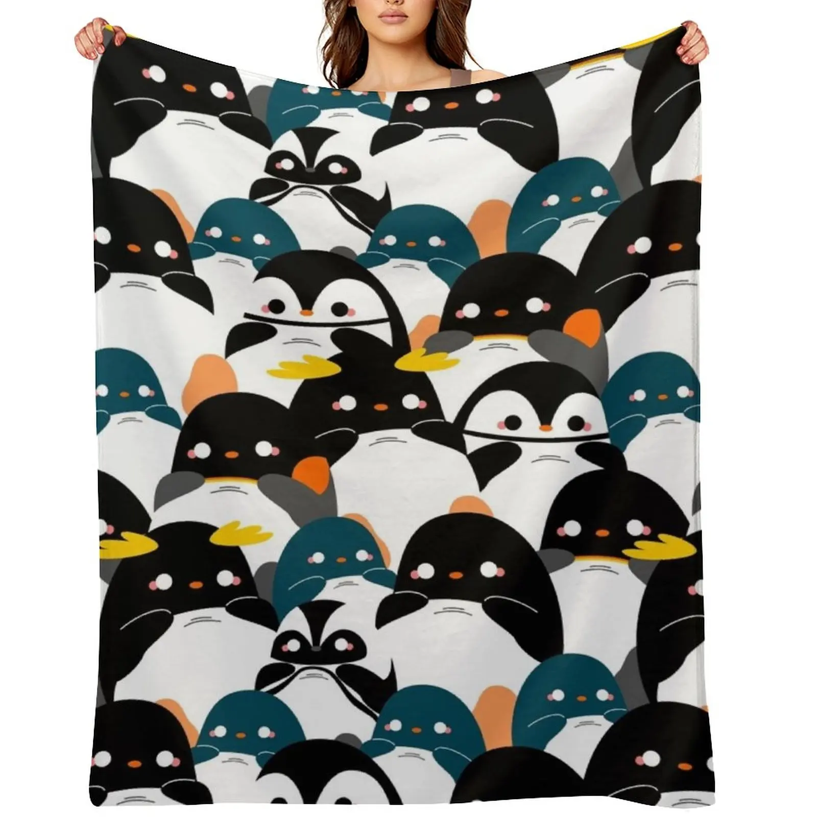 

Chubby Penguin Pattern Throw Blanket Large For Sofa Thin Thin Sofa Quilt Blankets
