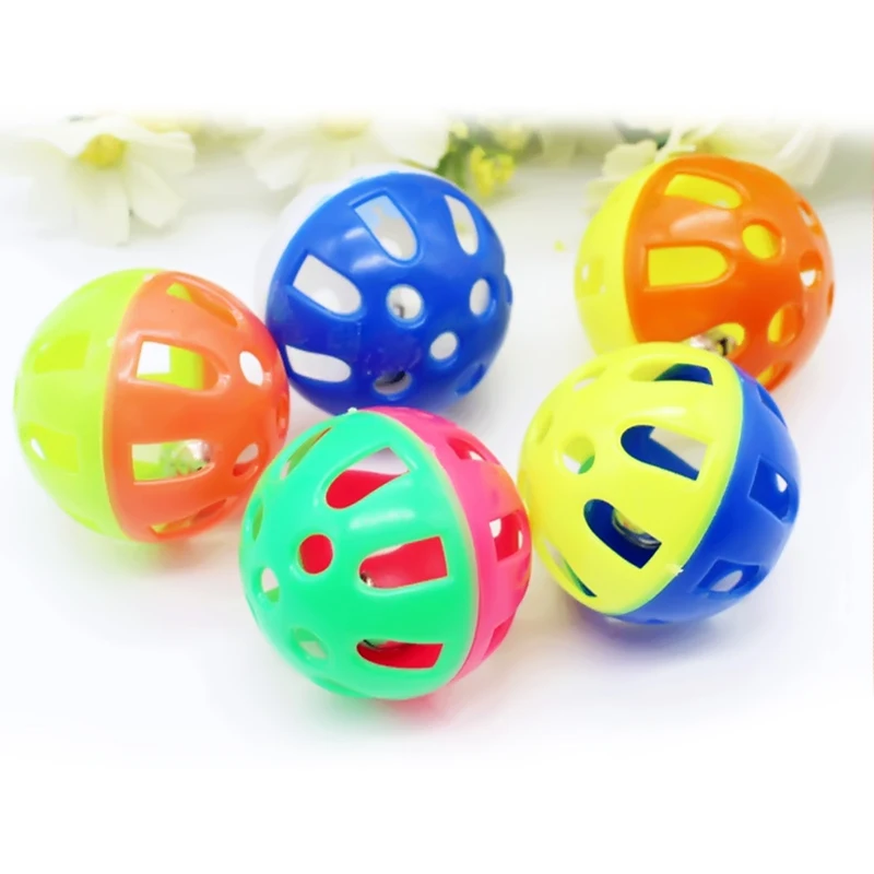 1~10PCS Ball With Bell Ring Toys For Cats Plastic Jingle Playing Chew Rattle Scratch Balls Interactive Cat Training Toys Pet Cat