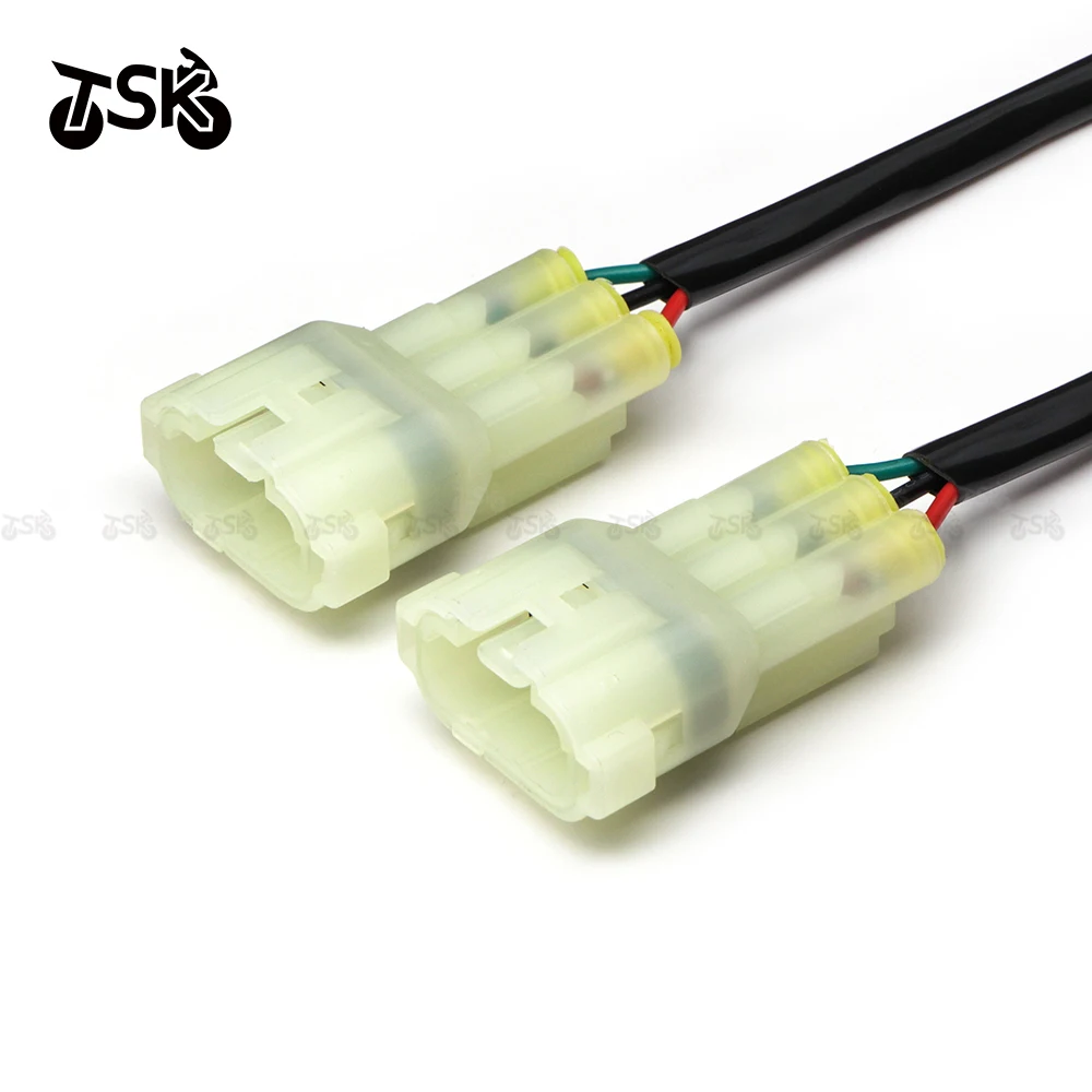 Motorcycle 3 Wires 2Pcs Turn Signal Connectors Plug for Honda Indicator Wiring Adapter Taillight Wiring Power Supply