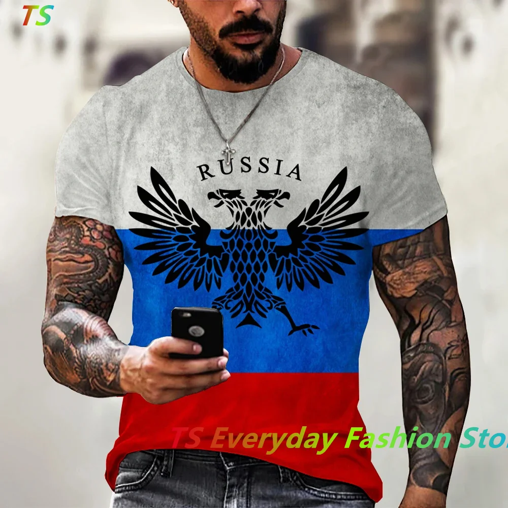 3d Print New Fashion Russia Flag Men\'S Russia Bear T-Shirt Short Sleeve Men\'S Clothing Streetwear Oversized Top РУССКАЯ ФУТБОЛКА