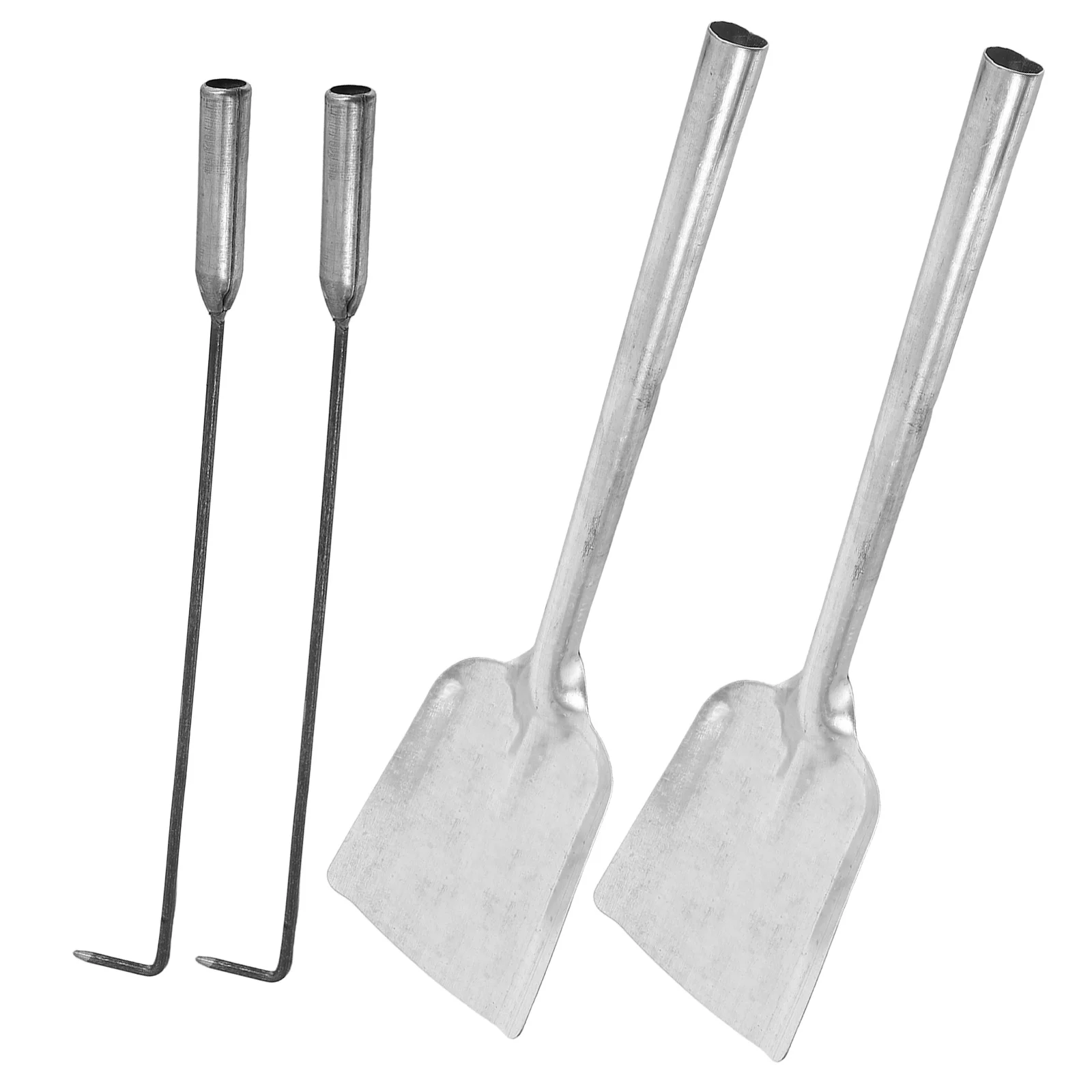 

4pcs Fireplace Tool Set Iron Log Grabber For Fire Pit Wood Stove Heavy Duty Ash Shovel Fire Poker Camping Accessories Indoor