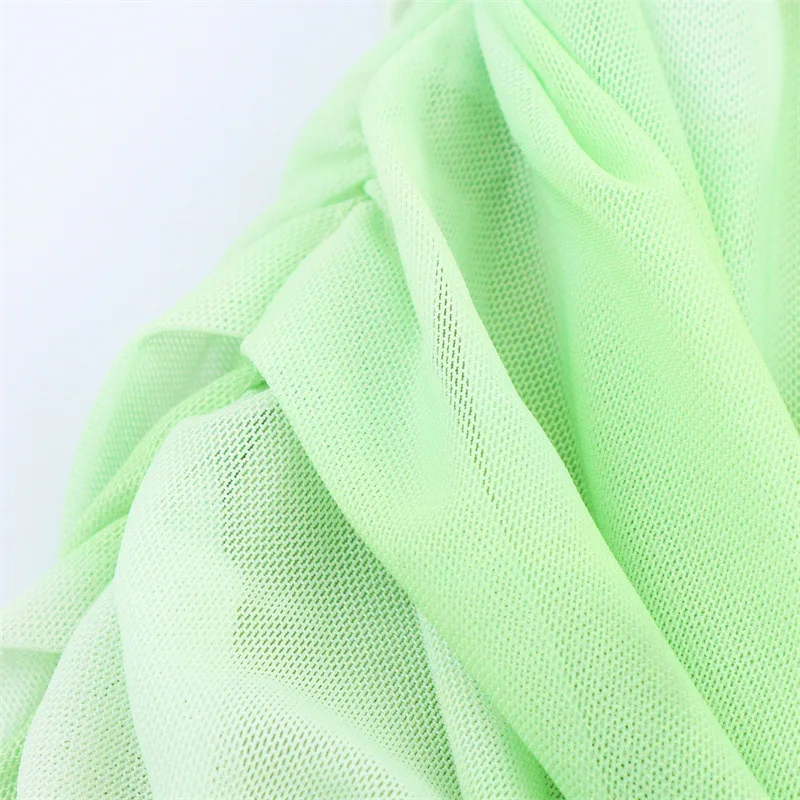 DSMTRC Female Sexy Backless Slim Sling Long Dresses Mujer Fashion Light Green Women Summer Romantic Scarf Decorated Tulle Dress