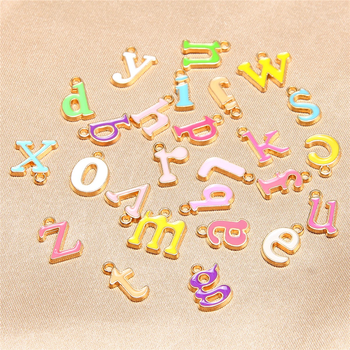 26pcs/1set 10*13mm Lowercase dripping letters  A-Z  Charms Enamel Alphabet Initial Letter Handmade Pendant For Diy BroochJewelry