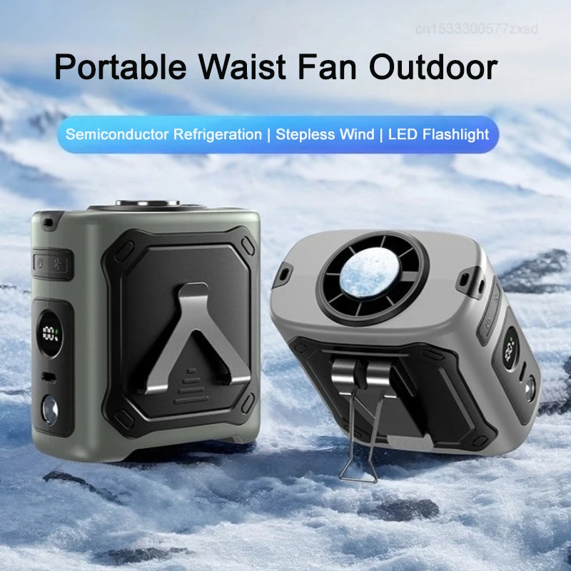 

Portable Waist Fan / Neck Fan Stepless Wind Strong Airflow Clip Fan with LED Flashlight Hanging Neck Fan for Sports Outdoor Work