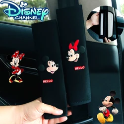 Disney Mickey Mouse Car Seat Belt Shoulder Cover Anime Figure Minnie Cute Cartoon Car Interior  Decoration Protective Cover Gift