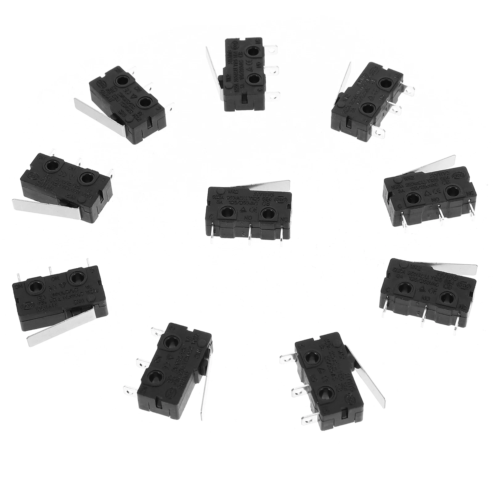 

10pcs Ac 125V 5A Spdt 1No 1Nc Short Straight Micro Switch Mini On Switch Momentary Actuator Plastic Silver