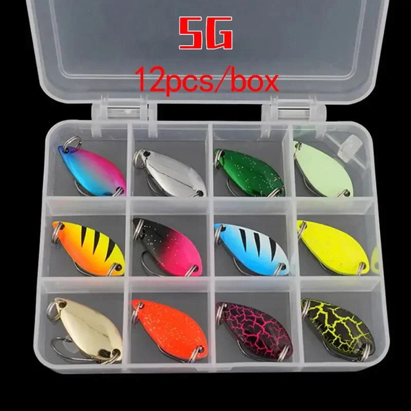 12Pcs Löffel Angeln Lockt Kleine Angeln Jig Löffel Köder Spinner Köder für Forelle Bass Barsch Angeln Zink/metall Legierung 2,5g 3,5g 5g