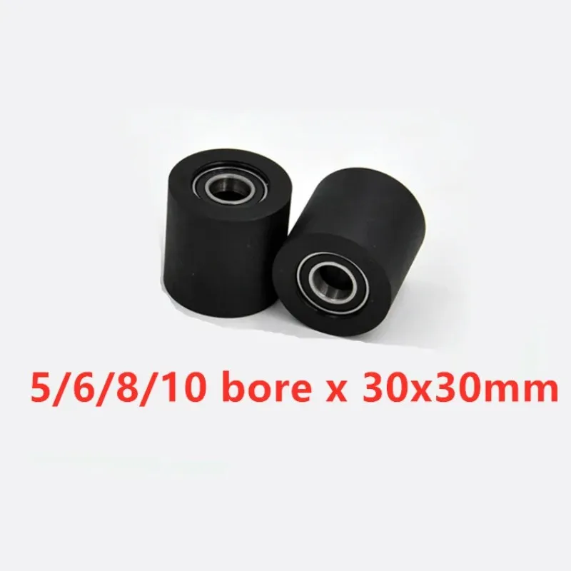 6pcs/lot Widened polyurethane roller/wheel/pulleys diameter 30mm,thickness 30mm with double Bearings bore 5/ 6/8/10mm