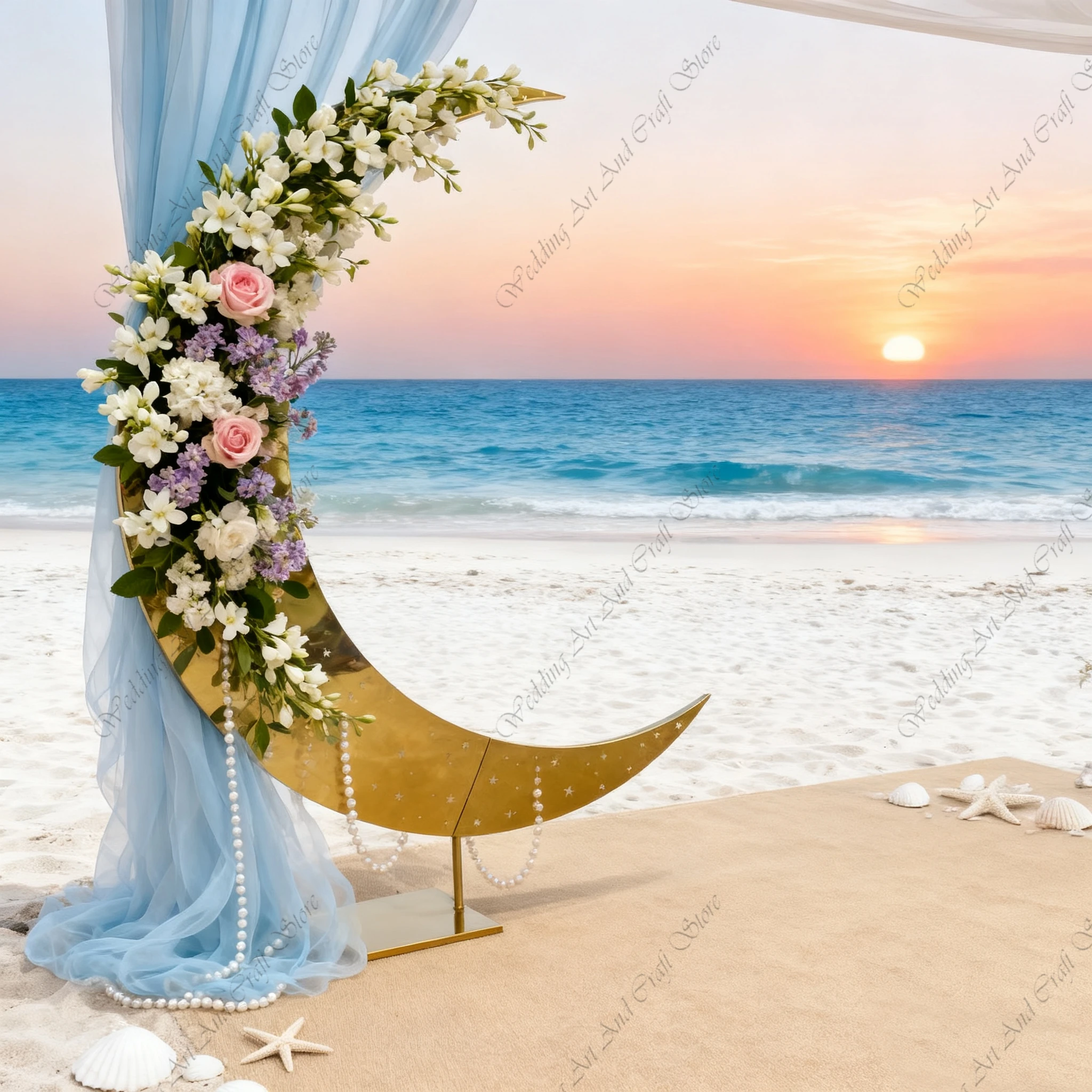 

1pcs f30 83in Golden Stainless Steel Crescent Half Moon Wedding Arch Party Stage Backdrop Flower Stand Background Arch ivy332