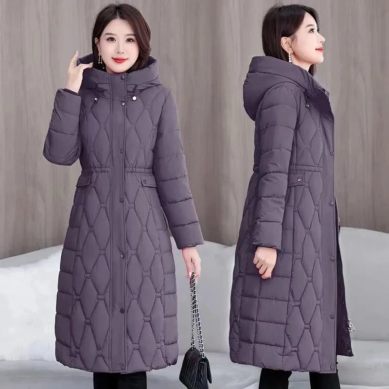 Winter Long Coat Women\'s 2024 Fashion New Thicken Cotton padded Warm Snow Outerwear Loose Female Windproof Hooded Jacket Parkas