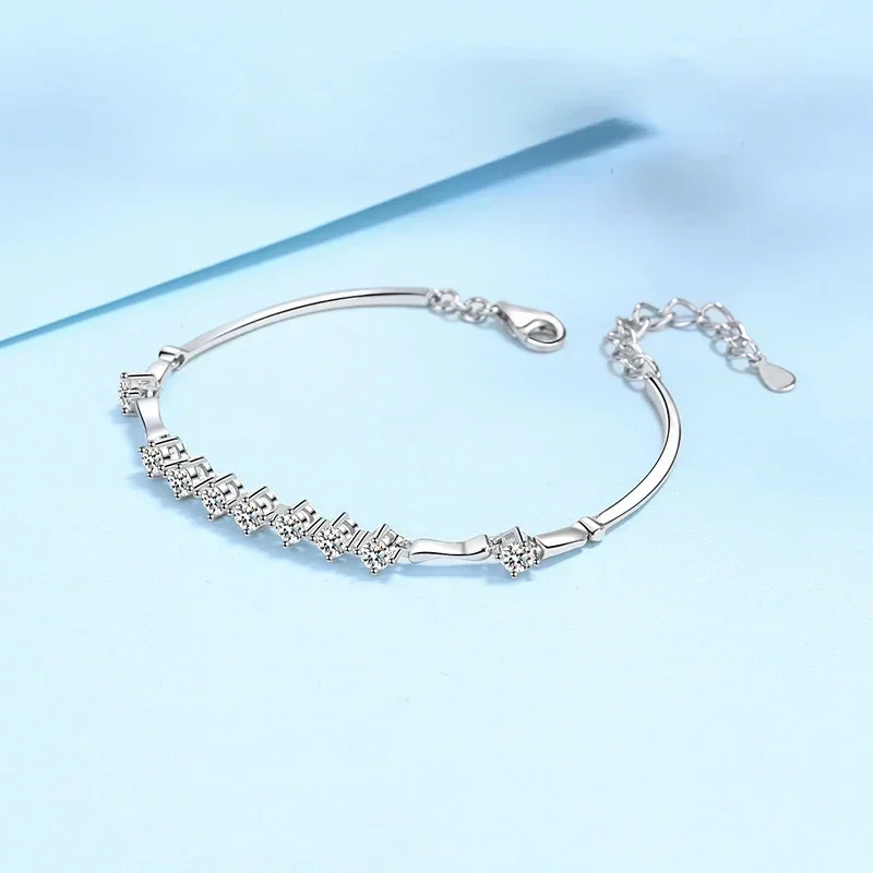 

Высококачественные платиновые браслеты PT950 для женщин, роскошные ювелирные изделия, подарок, девять звезд, цвет D, общая масса 1,35 карата, муассанит