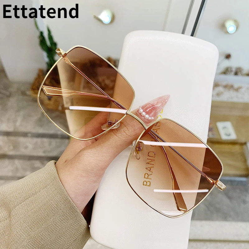 

Luxury Metal Square Frame Sunglasses Women Men Brand Designer Sun Glasses Ladies Shades Gradient Eyewear UV400 Gafas De Sol