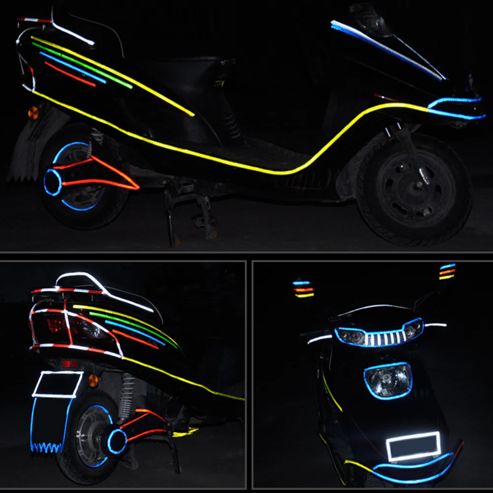 

5pcs Wheel Body Stickers Reflective Safety Tape For Bike Motorcycle Rim Night Riding Warning Strips Residue-Free Durable