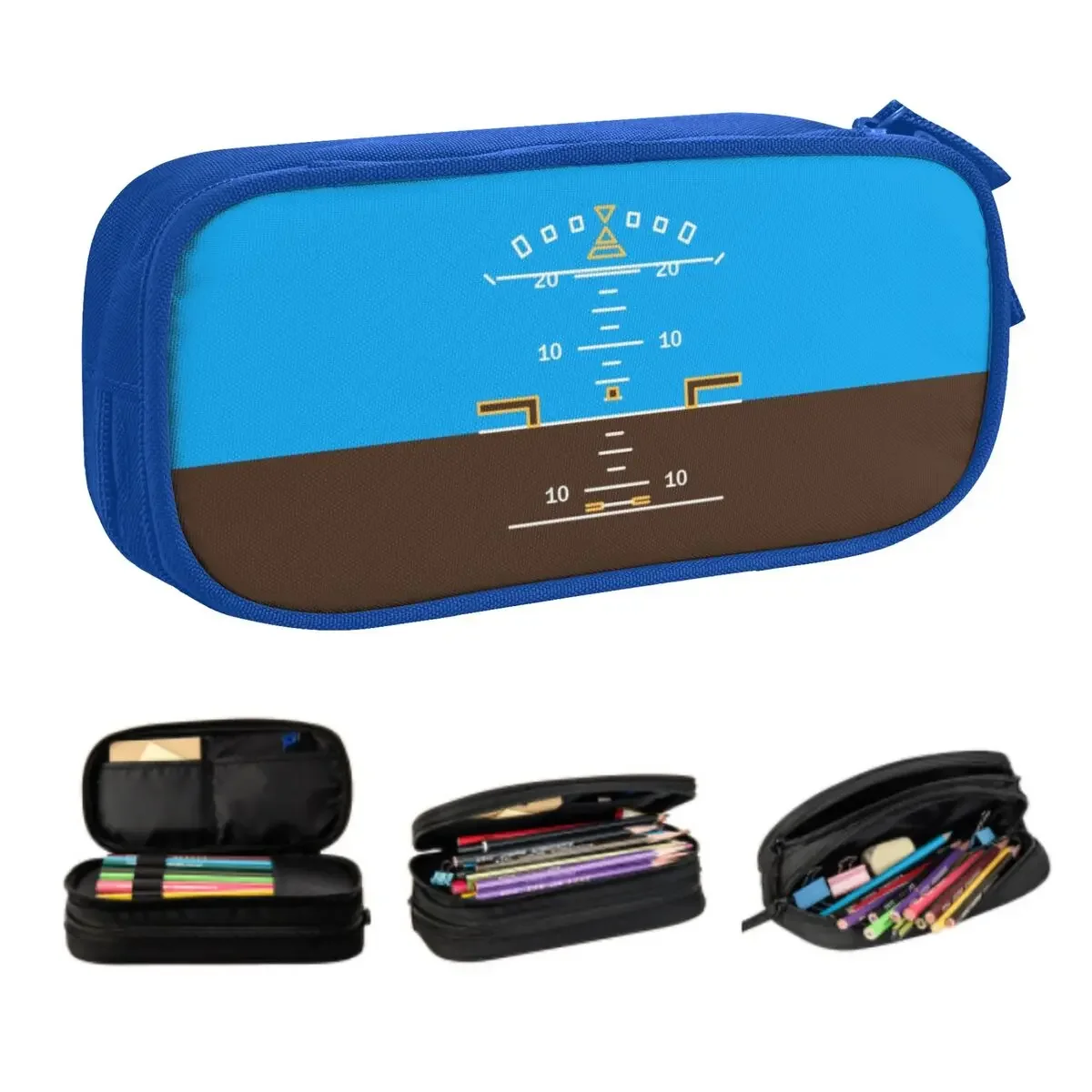 Custom Attitude Indicator Pencil Case Large Capacity Flight Pilot Airplane Aviation Aviator Pencil Box Students Stationery