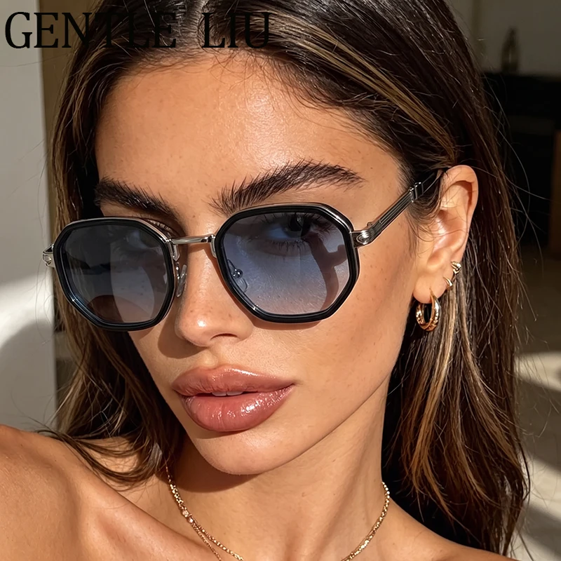Octagon Punk Sunglasses Women 2026 Luxury Brand Desig Vintage Small Steampunk Polygon Metal Frame Sun Glasses For Lady Eyewear