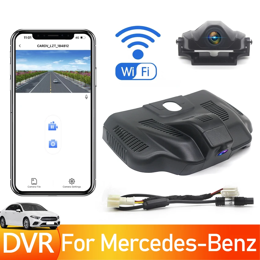 

New! Wifi 4K UHD 2160P Car DVR Driving Recorder 170°For Mercedes-Benz EQA EQA300 4MATIC 2022 2023 Dash Cam Front and Rear Camera