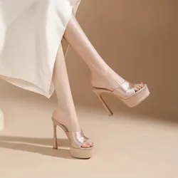 Summer Fish Mouth Block Heel Sandals Women's Platform Platform Rhinestone Sexy High Heeled Sandals Womens Shoes