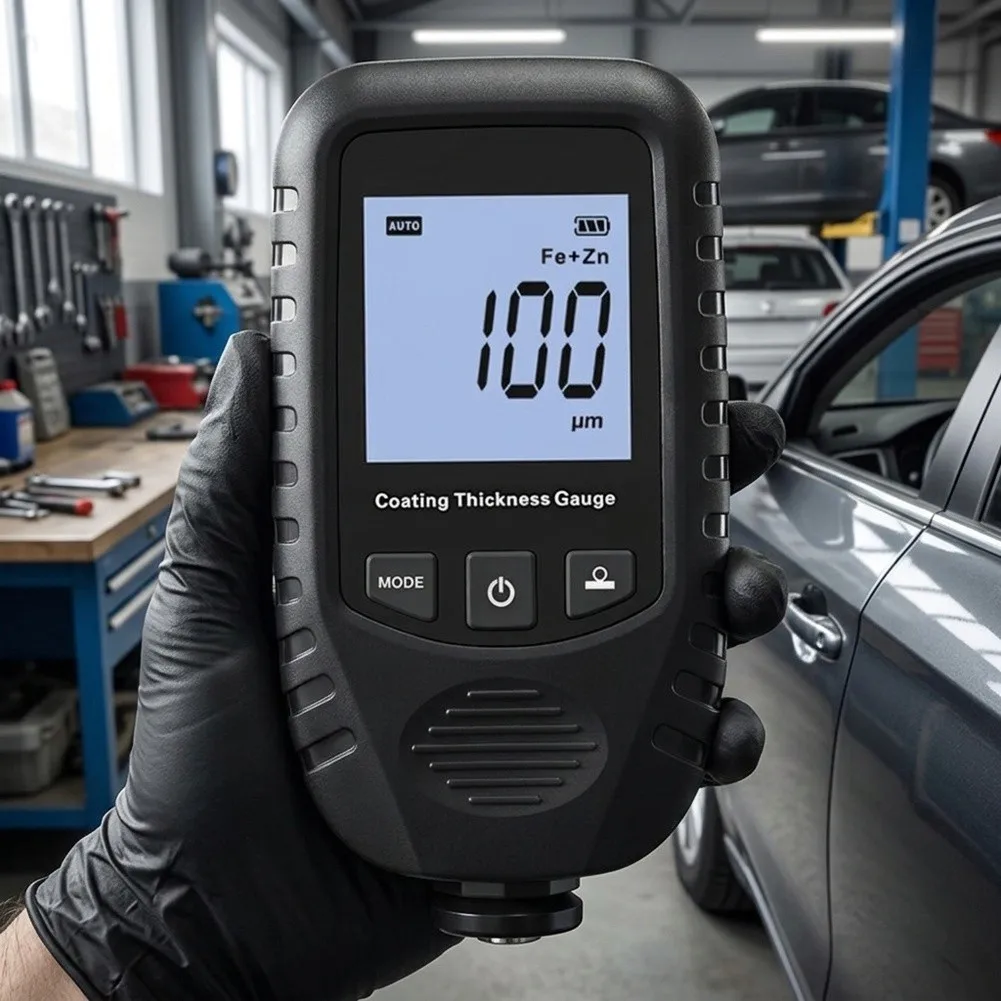 EC470A Coating Thickness Tester for Paint Shop Workshop Use with Automatic Substrate Identification and LCD Screen