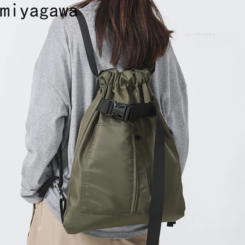 

Miyagawa Strap Pockets Nylon Travel Bags for Men and Women Unisex Single Shoulder Portable Drawstring Bags Backpacks