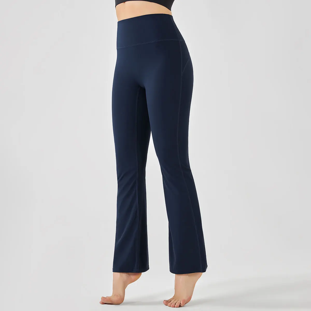 Hamidou-mallas de Yoga de cintura alta para mujer, pantalones de entrenamiento elásticos, de pierna ancha, acampanados, de color sólido, para Fitness - details 8