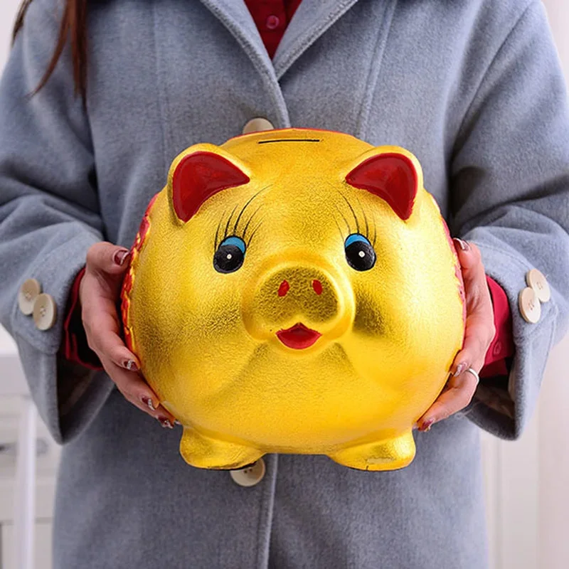 Gold Ceramic Pig Piggy Bank Luxury Secret Storage Hidden Safe Money Box for Adult Child Wedding Present