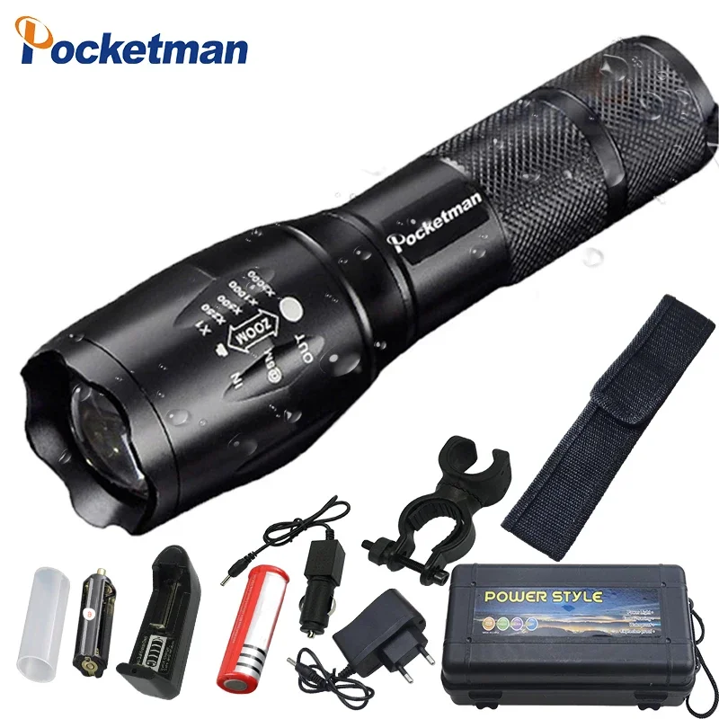 Super Bright LED Flashlight Rechargeable Zoomable Linternas Torch Light by 1*18650 or 3*AAA Lamp Hand Light z50