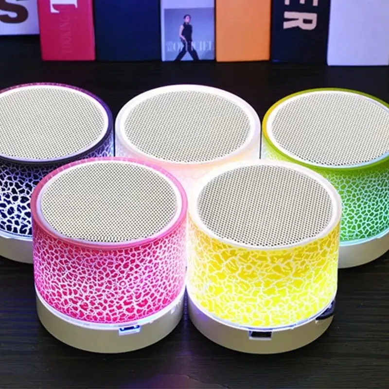 Bluetoothワイヤレスミニスピーカー,カラフルなLED,tfカード,usbサブウーファー,ポータブル,mp3,音楽プレーヤー,PC,電話用