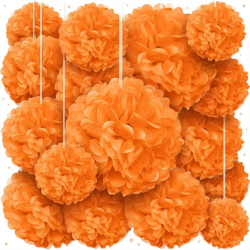12-teilige Herbst-Thanksgiving-Party-Dekoration, Papierblumen, orangefarbene Papierkugeln, Geburtstag, Hochzeit, Halloween, Hintergrunddekoration