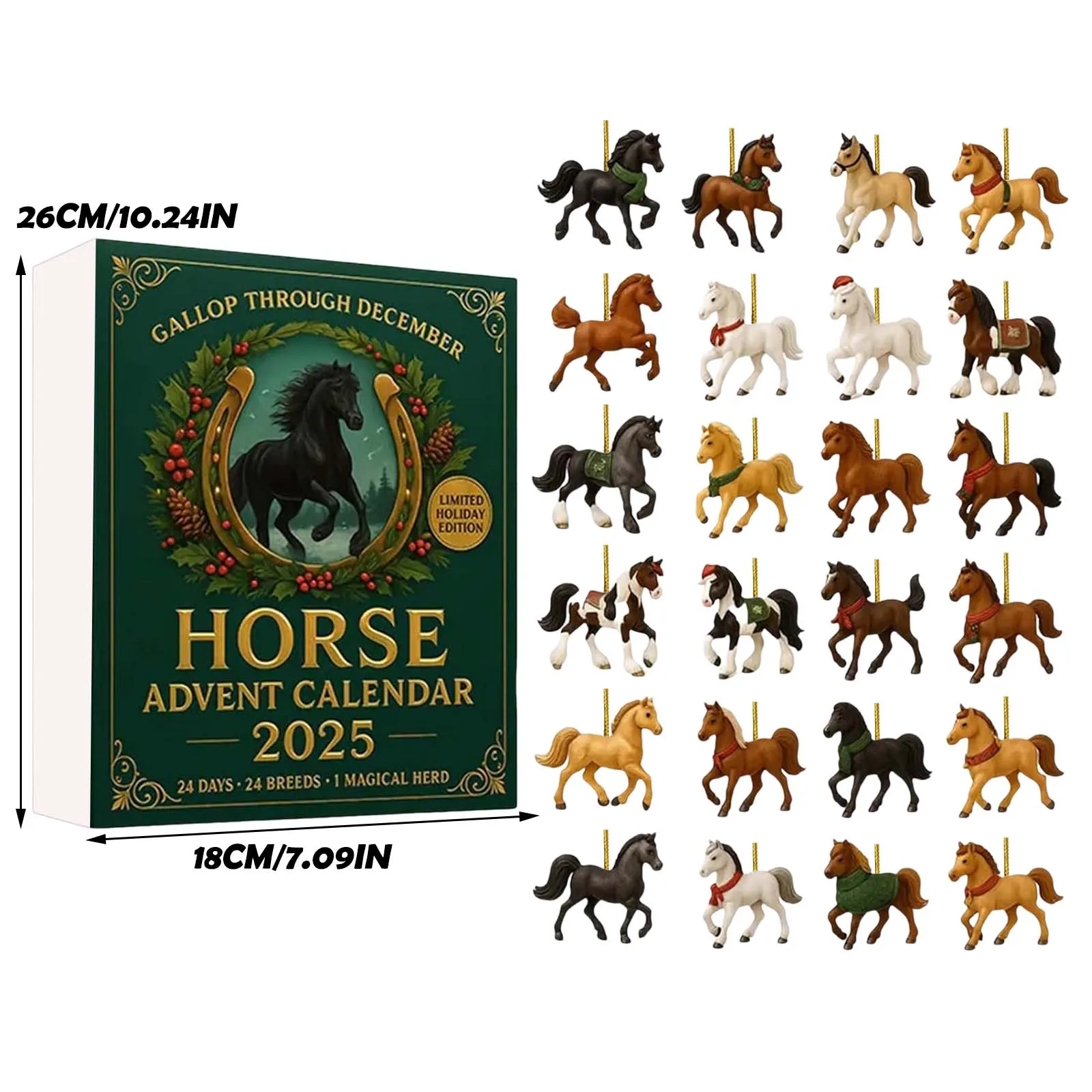 2025 Christmas Countdown Calendars With 24 Unique Horses Figurines For Home Decor Kids Toys 2d Flat Horse Advent Calendar