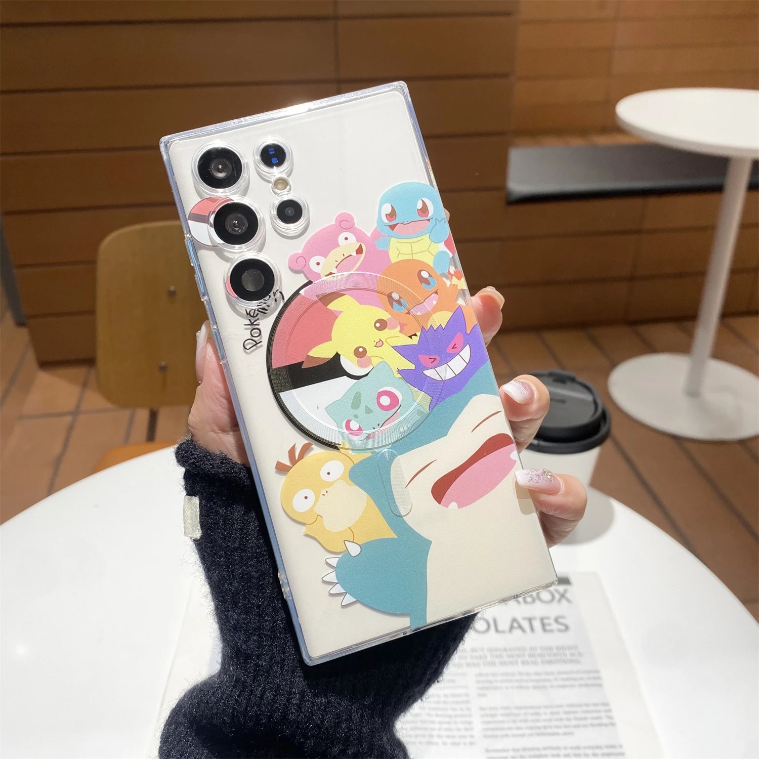 Funda magnética con dibujos animados de Pokémon Pikachu para Samsung Galaxy S25 edge S24 Ultra S23 S22 Plus A35 A36 A55 A56