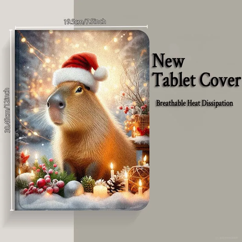 عيد الميلاد كابيبارا الكرتون لسامسونج غالاكسي تبويب S9 S10 S6 S7 S8 FE زائد لايت بوصة غطاء قابل للطي اللوحي