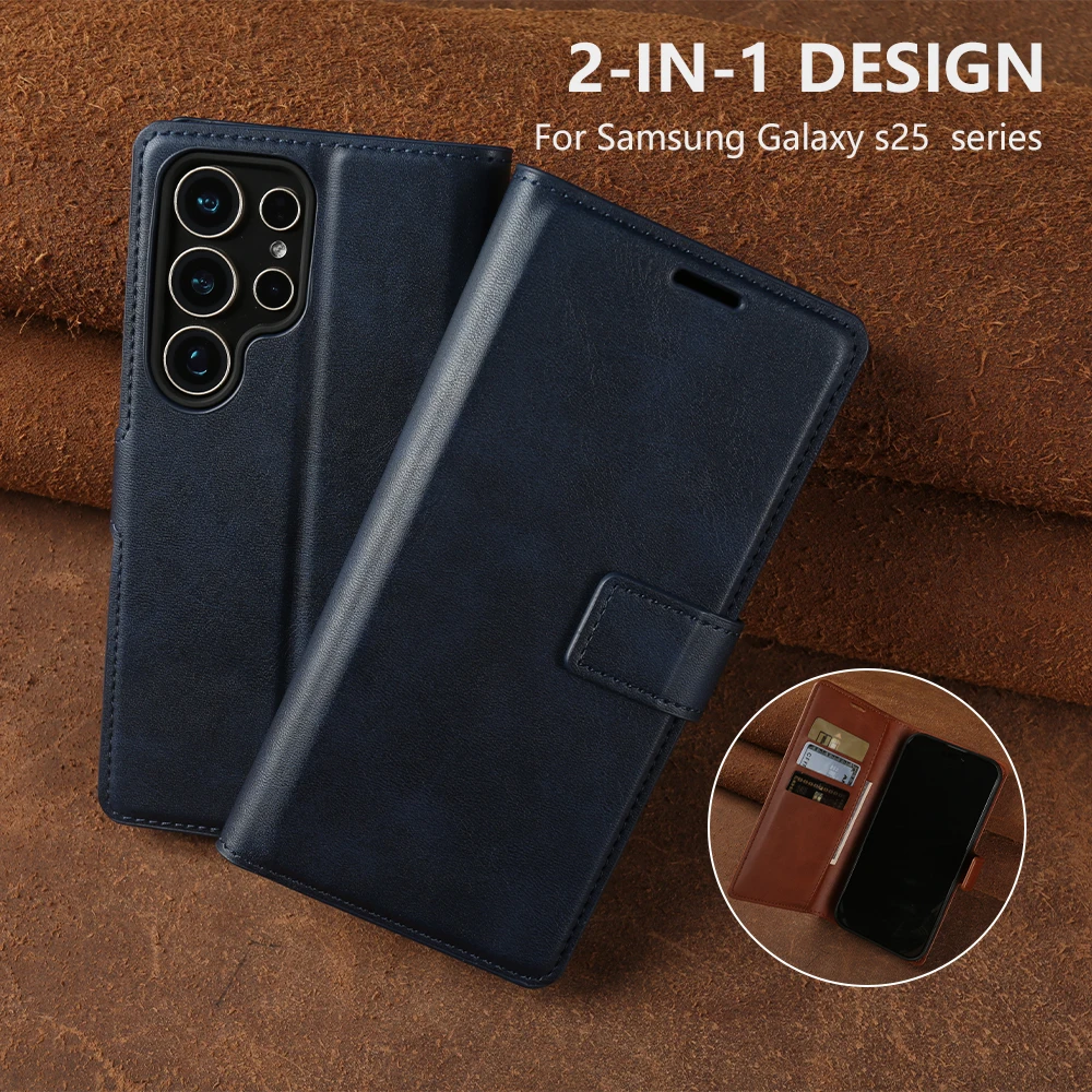

Luxury Business Leather Case For Samsung Galaxy S25 Edge S24 Ultra S23 S22 S21 S20 FE Note 20 Plus Shockproof Soft Bumper Cover