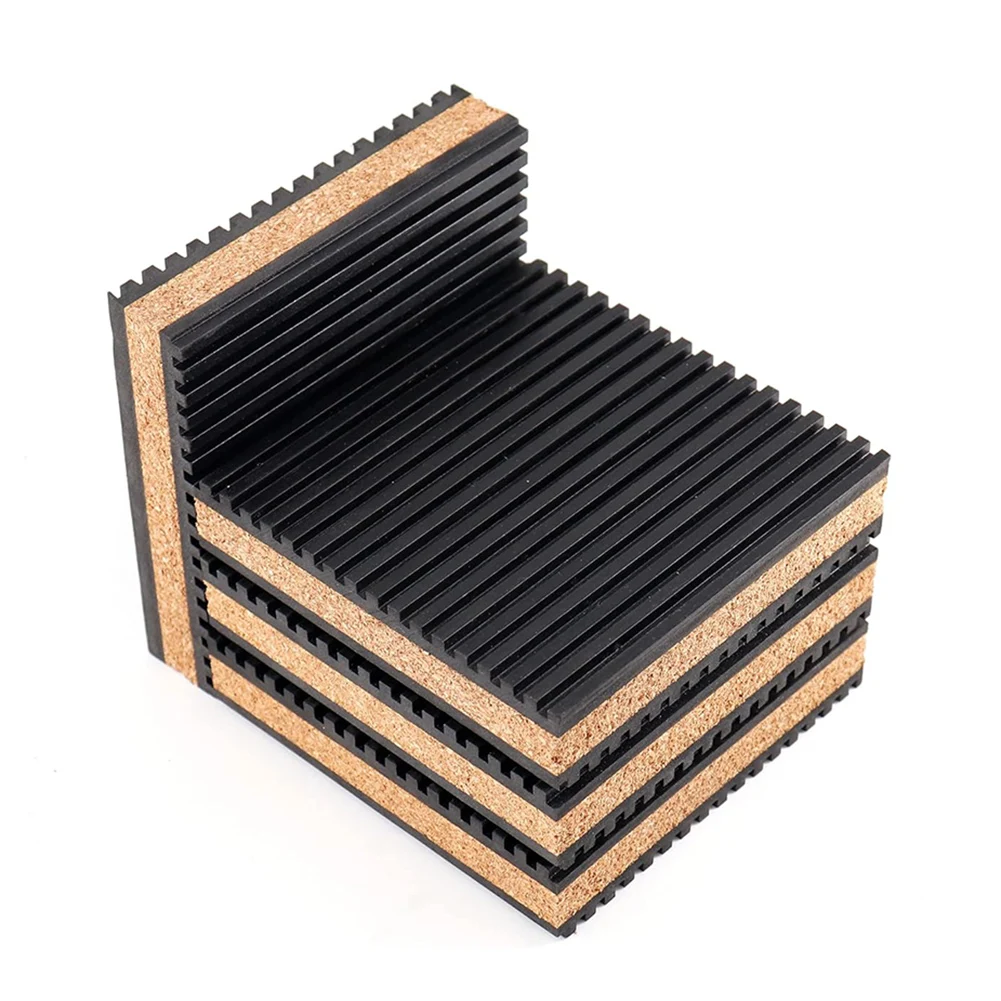 4Pcs Rubber Corks Composite Mats 150x150mm Shocks Absorption Anti Vibration Pads For Heavy Machine Tools Washing Machines