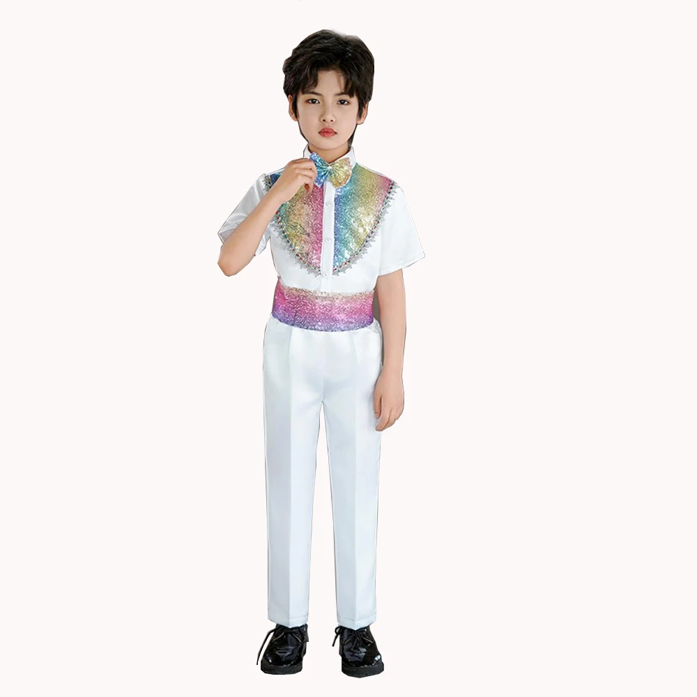 

Boy Sequined Modern Dance Suit Children Contemporary Dance Costumes Boys Chorus Collective Performance Costumes