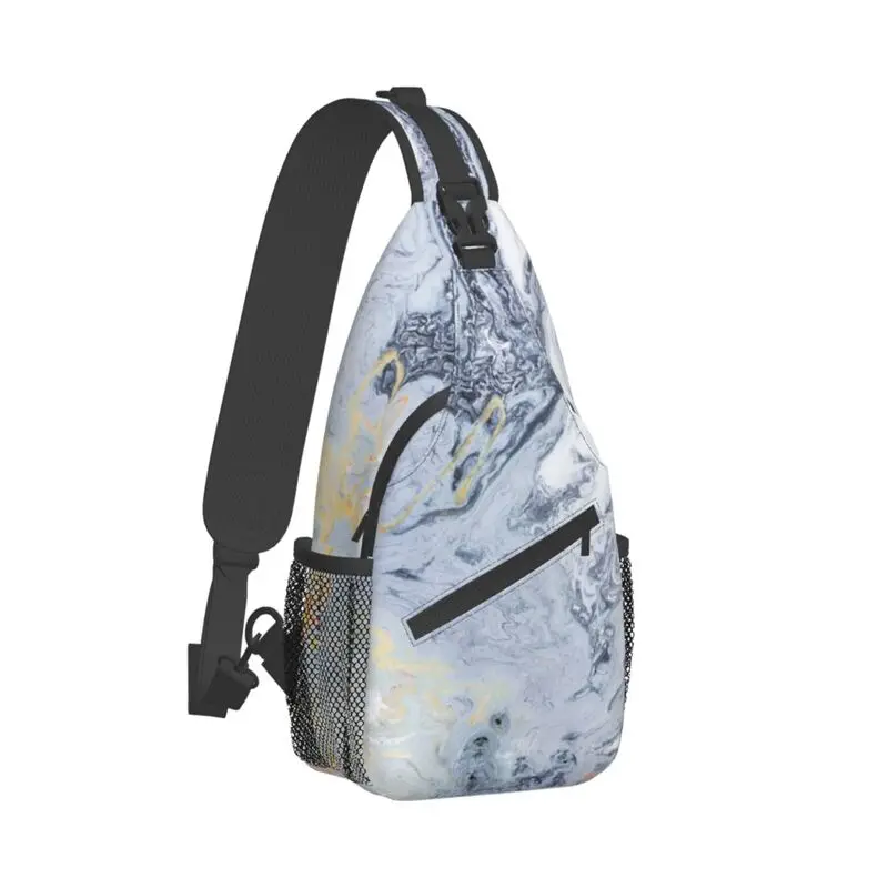 Multicolored Marble Sling Chest Crossbody Bag Men Casual Shoulder Backpack for Travel Cycling