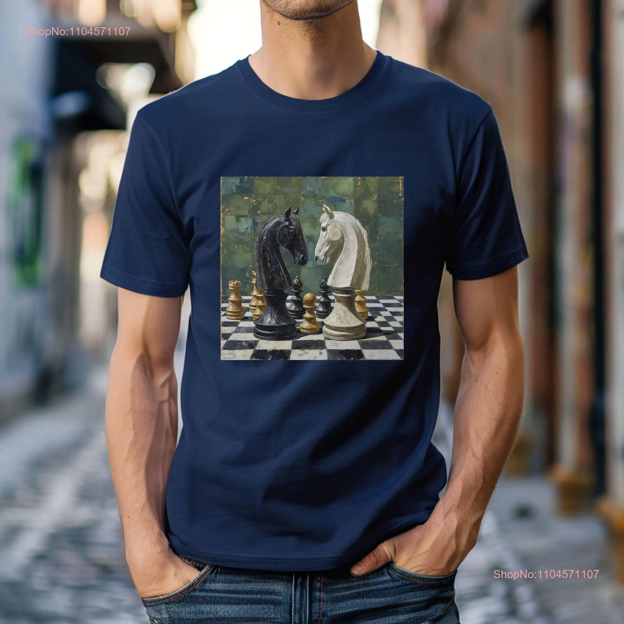 Camiseta de equitación de tablero de ajedrez ArT, diseño de pintura para amantes de los caballos, Idea informal de animales, mangas largas o cortas