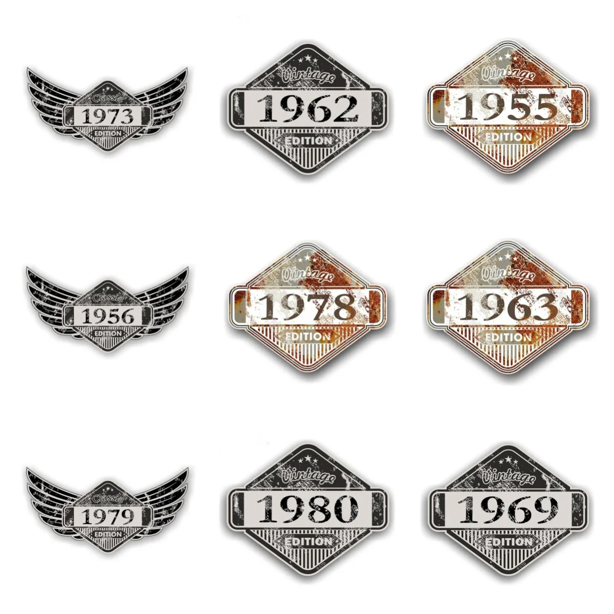 1972 Vintage Edition Rusty Patina Vinyl Car Sticker Glue Sticker for Window Bumper Trunk Decal