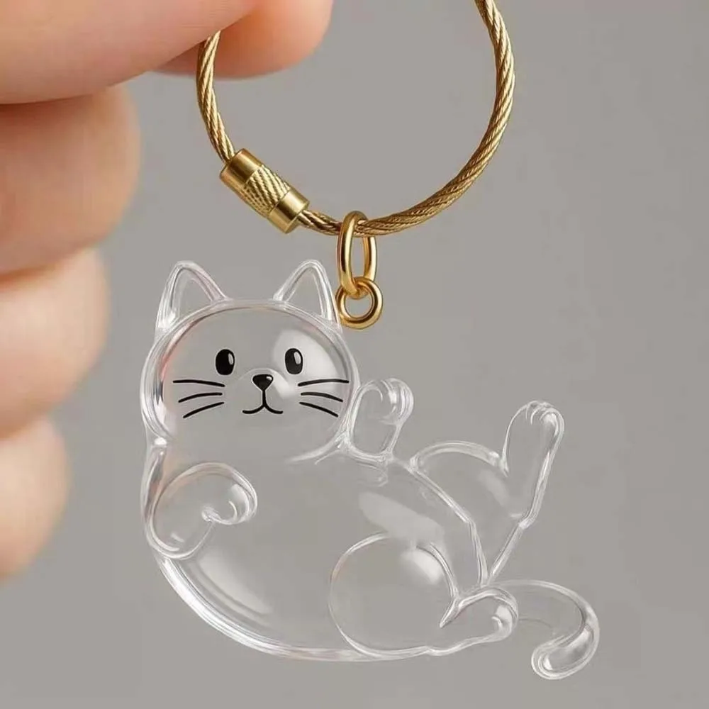 Transparent Acrylic Keychain Cat Hair Storage Capsule Handmade Animal Shaped Rabbit Hair Storage Box Stylish Portable