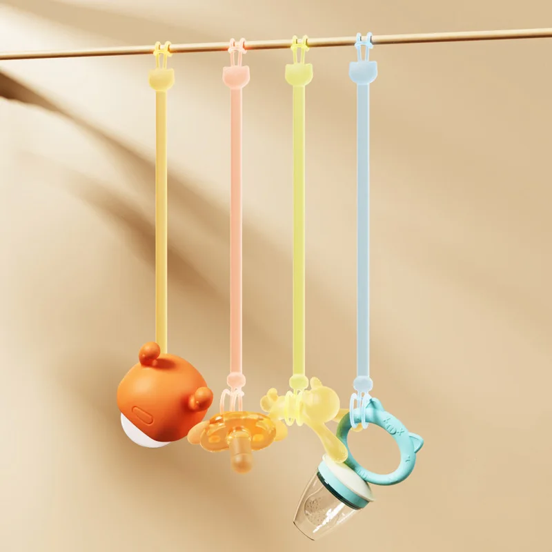 

2pcs Cute Cartoon Baby Pacifier Clip Candy Colored Silicone Pacifier Chain Soothers Teething Nipple Holder for Infant Feeding