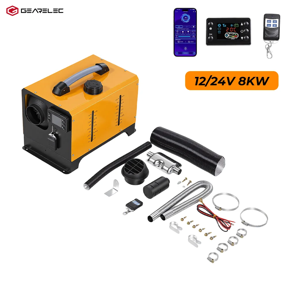 GEARELEC 8KW Dieselheizung 12V 24V, tragbare Standheizung mit LCD-Bildschirm, Fernbedienung + App-Steuerung, für Wohnwagen, Wohnmobile, LKW, Camper, Innen- und Außenbereich, Winterheizung