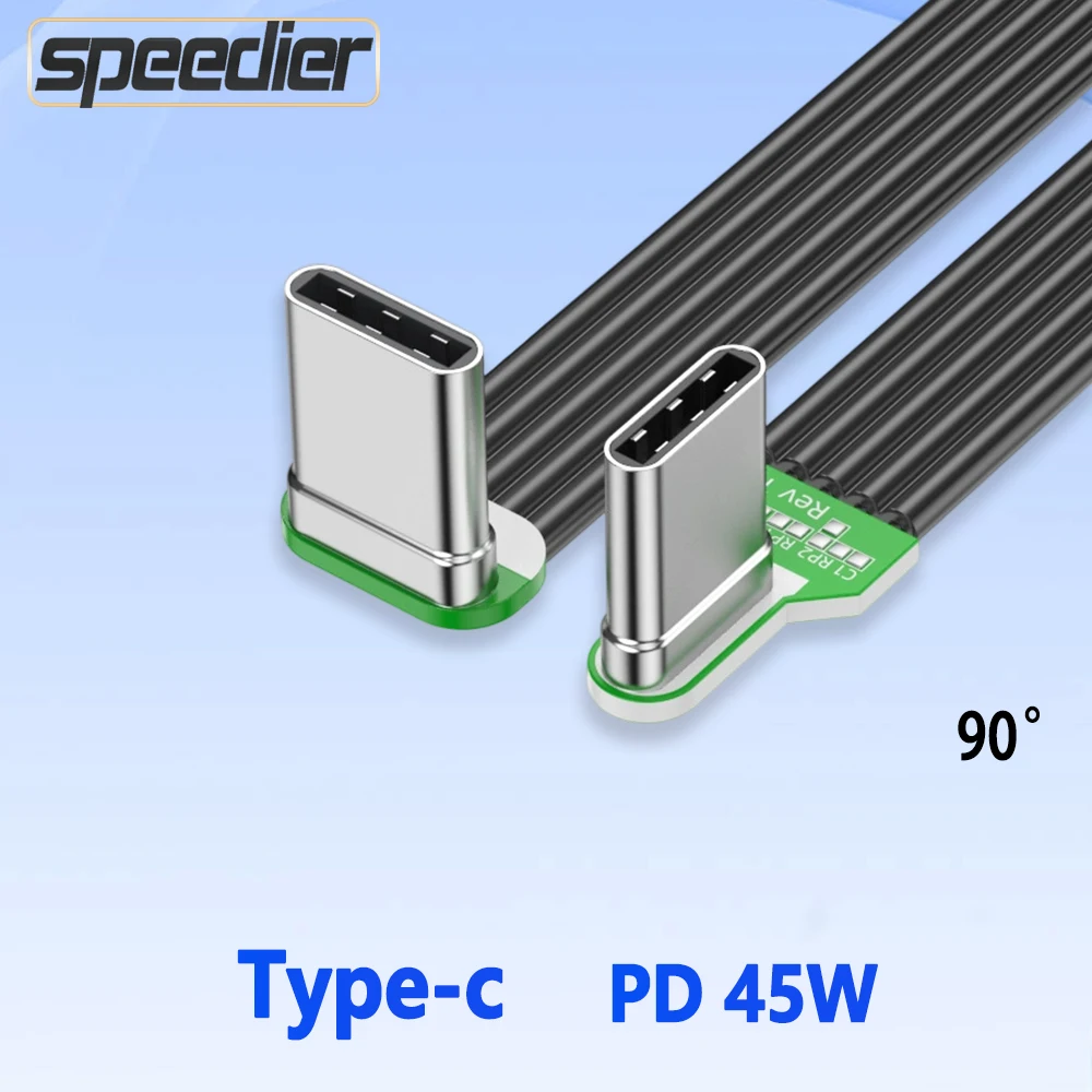 كابلات بيانات USB 2.0 Type-c مباشرة لأعلى ولأسفل بيانات بزاوية يسار ويمين PD 45 وات شحن سريع للكمبيوتر اللوحي والهواتف المحمولة التي تعمل بنظام أندرويد