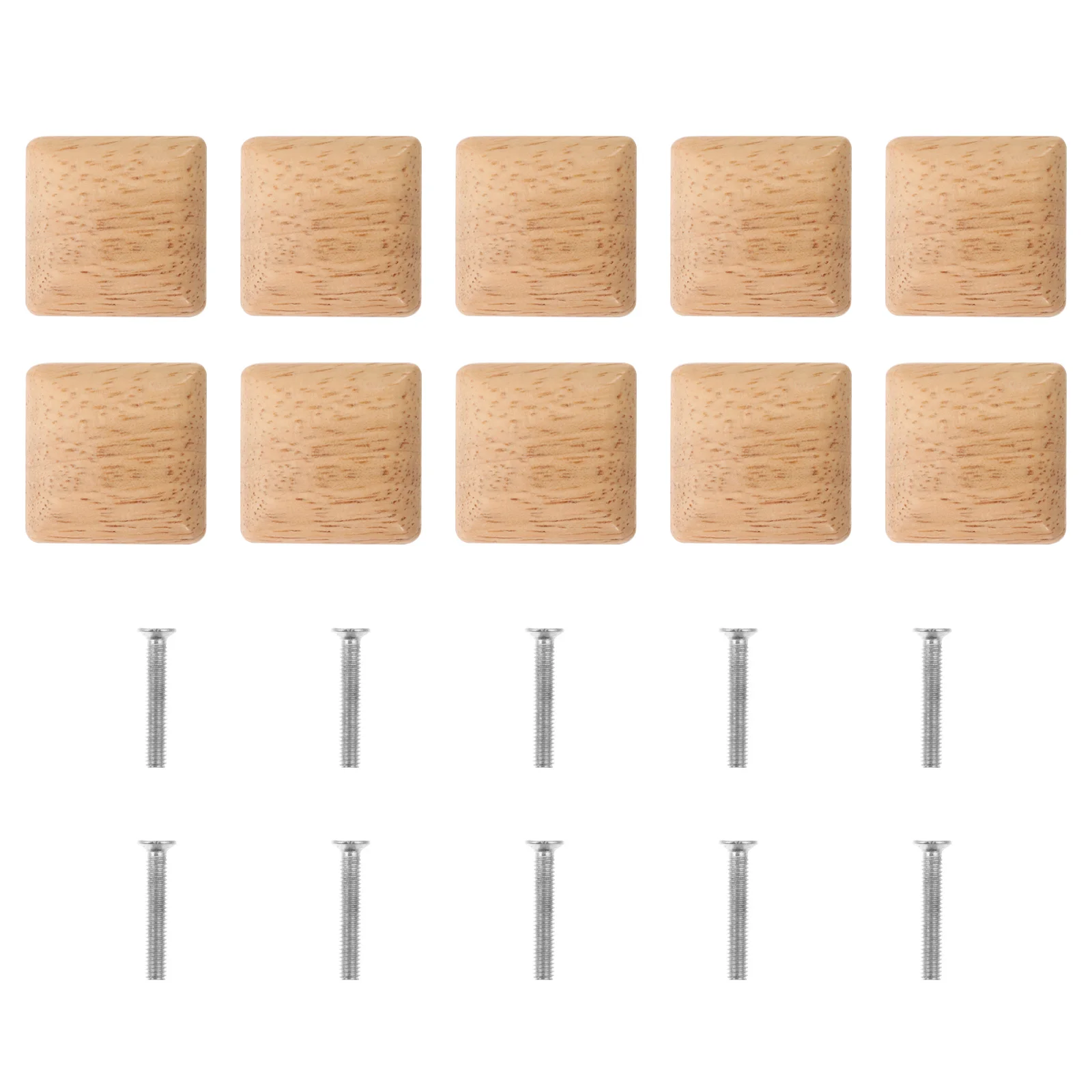 

10 Pcs Handle Door Knob Solid Wood Knobs Wardrobe Wooden Drawer Cabinet Square Pull Bar for