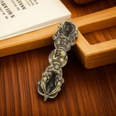 

Compact Vajra Pestle Brass Ornament for Desk Home Decor Use Mini Size Lightweight Portable Design Elegant Retro Style Buddhist