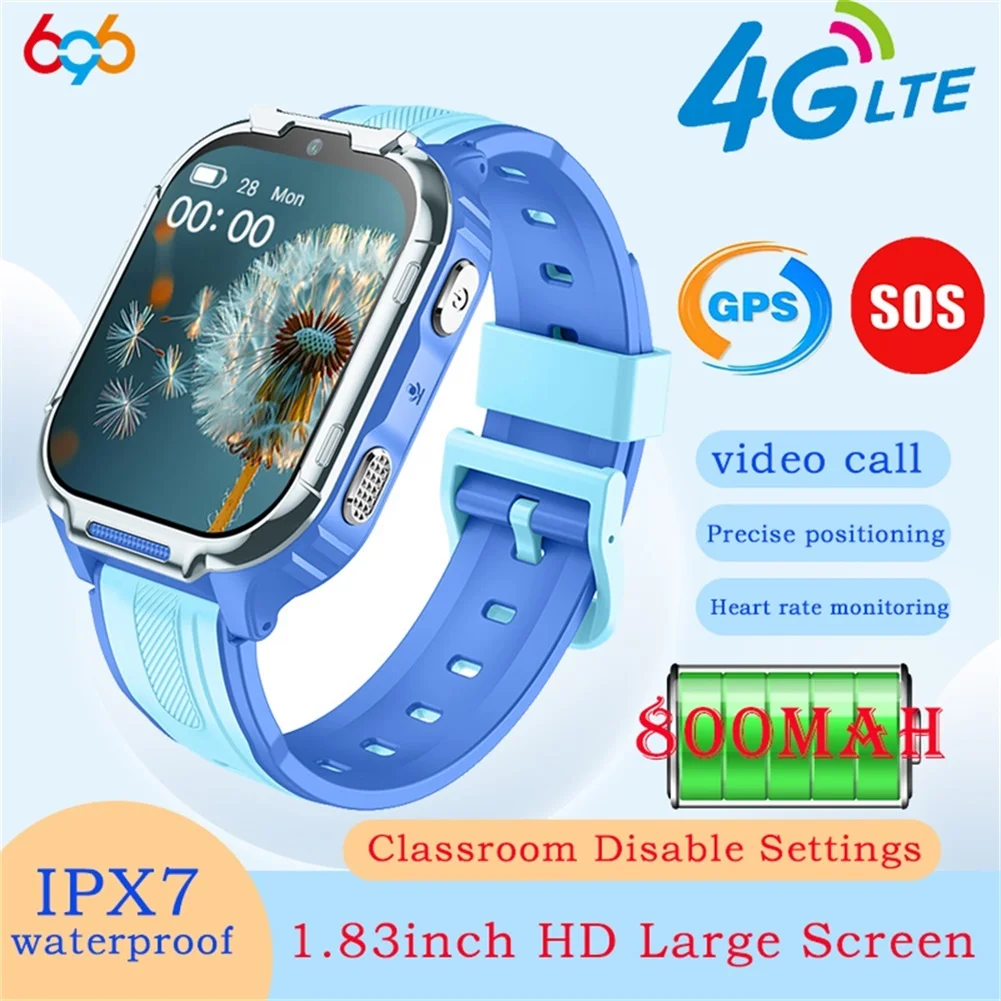 

4G Kids Video Call Smart Watch Heart Rate GPS Children Voice Assistant HD Camera Multiple Sports Modes Student SOS Smartwatch