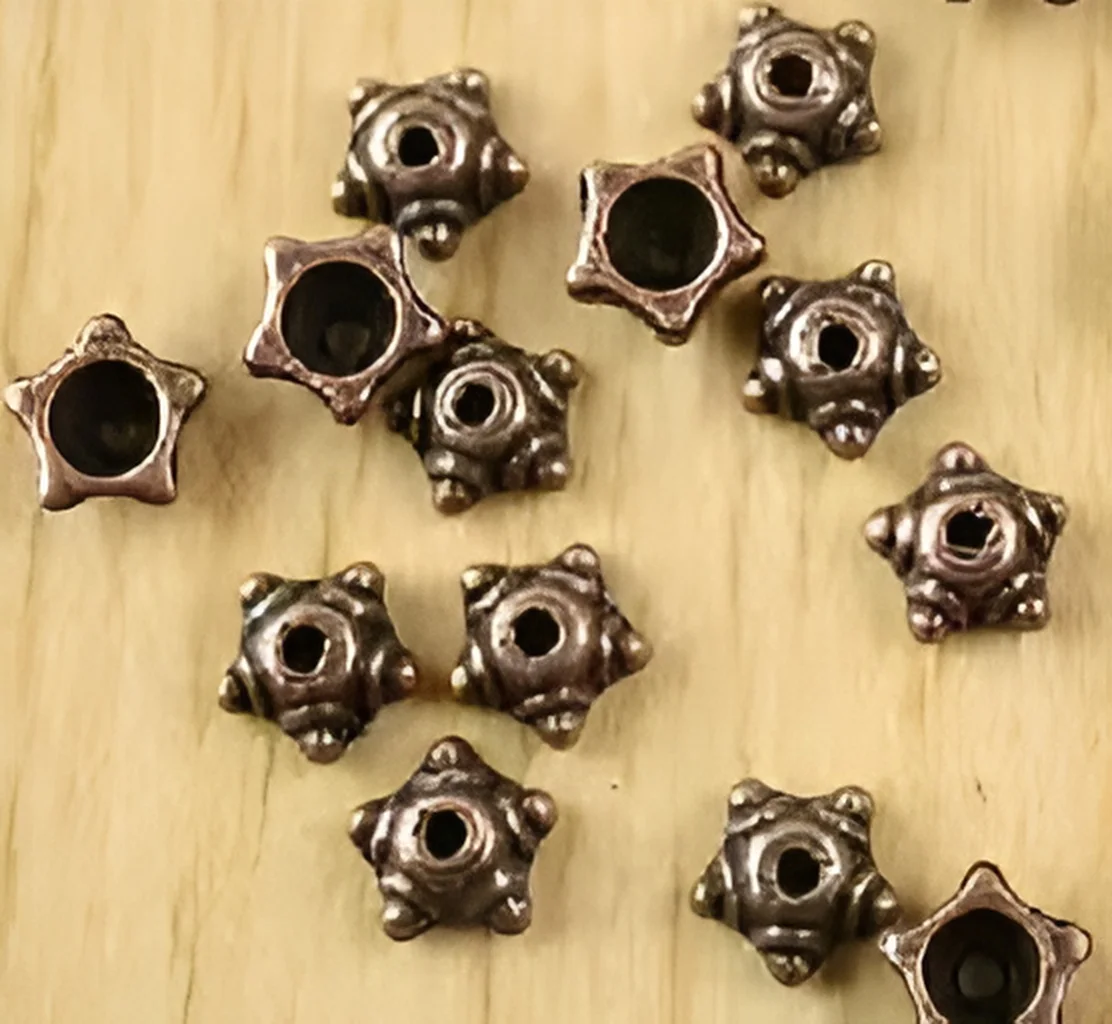 

80pcs 7mm,hole1mm Alloy matel antiqued copper star bead caps HWH1884