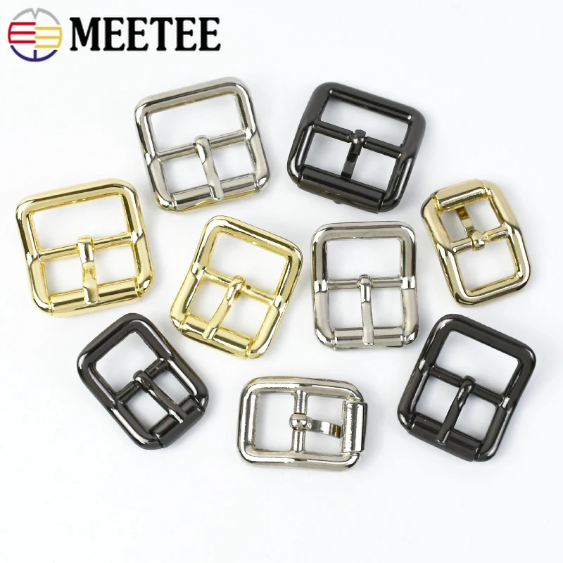 5Pcs Meetee 15/20/25mm Metal Pin Belt Buckle Bag Strap Adjustment Roller Clasp Webbing Belts Shoes Hooks DIY Hardware Accessory