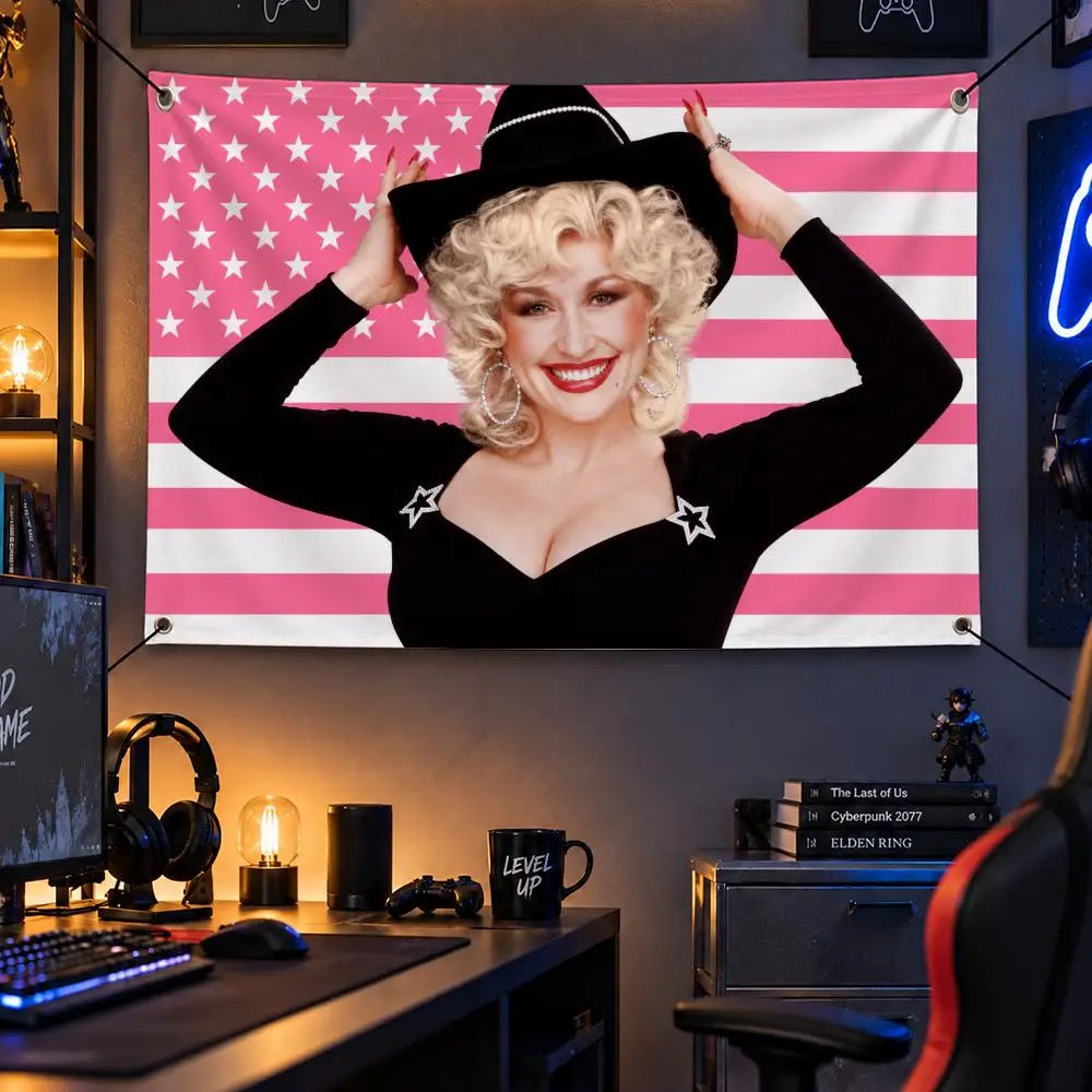 Singer D-Dolly Parton Flags Personalized Flag Room Dorm Camping Picnic Garage Bar Indoor Outdoor Wall Decor