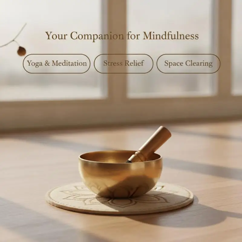 Tragbare Mini-Klangschale aus Messing, Kreatives Spirituelles Geschenk für Heimdekoration, Meditation, Entspannung und Stressabbau – Detail 3