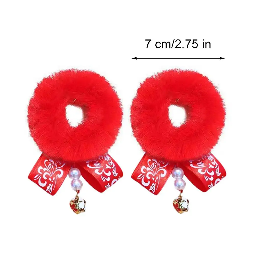 어린이 새해 중국 스타일 봉제 술 머리띠, 여아용 헤어 로프, 새해 파티, 어린이 빨간 머리 액세서리, 1 쌍