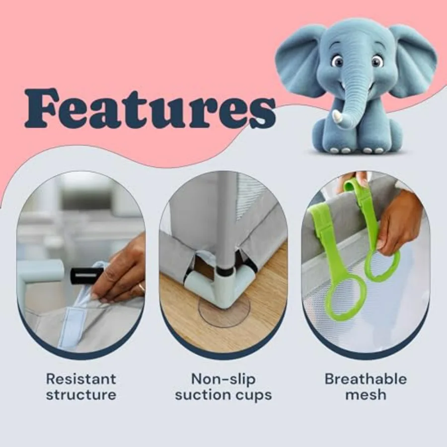 Box in rete extra large per neonati e bambini piccoli 70 x 59 pollici grigio Ideale per sale giochi da interno e da viaggio Tessuto bue resistente agli strappi con